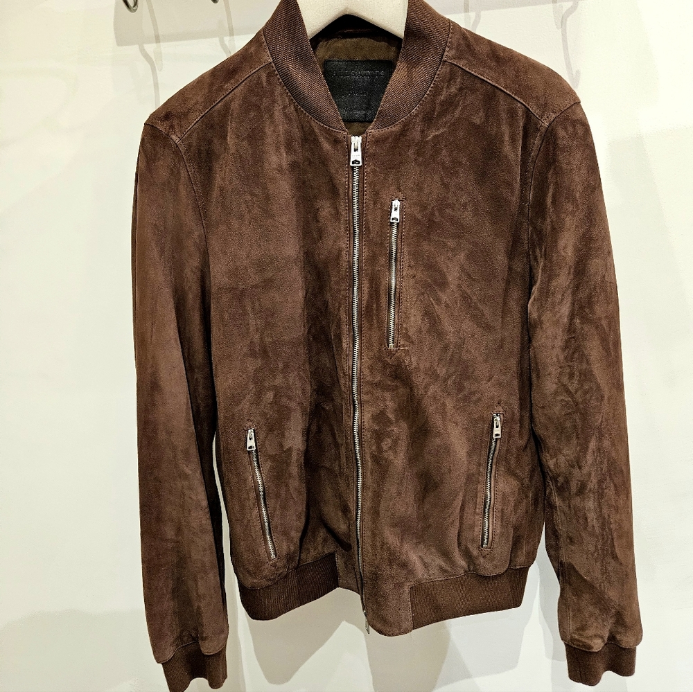 All Saints Leather Suede Bomber Jacket (L)